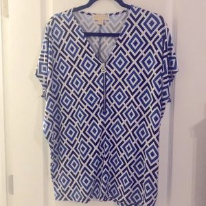 Michael Kors short sleeve half zip front shirt